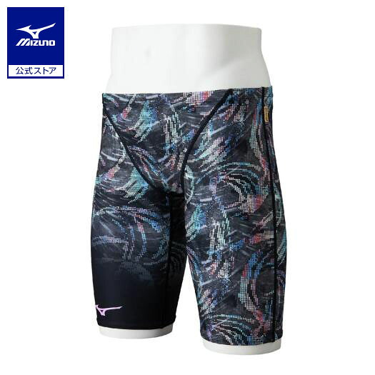 ミズノ公式 競泳練習用ハーフスパッツ メンズ ブラック×マルチ