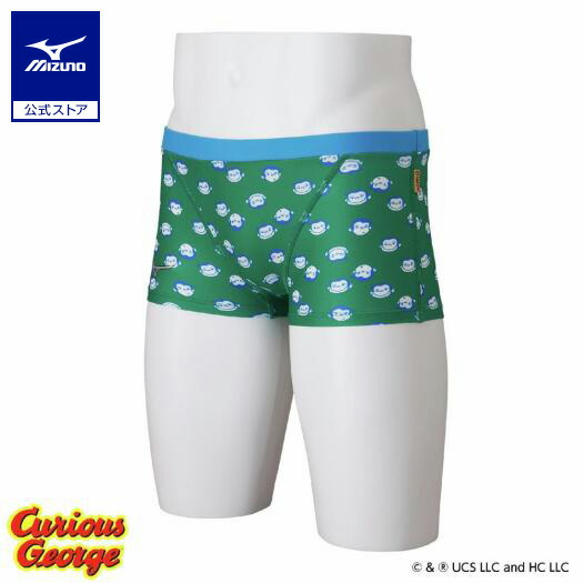 ミズノ公式 【おさるのジョージ】競泳練習用ショートスパッツ メンズ グリーン
