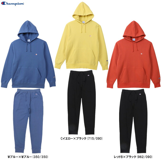 Champion（チャンピオン）ベーシックフーデッドスウェットシャツ パンツ 上下セット（C3Y136/C3Y223）（スポーツ/パーカー/トレーニング/カジュアル/ウェア/長袖/裏毛/フードあり/セットアップ/男性用/メンズ）｜ミズシマスポーツ　支店
