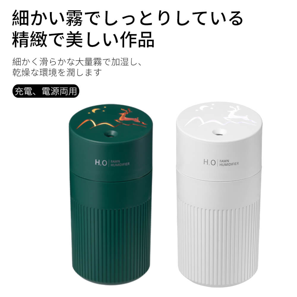 ハイブリット加湿器 卓上加湿器 持続/間隔噴霧 充電電源両用 カラフルな雰囲気