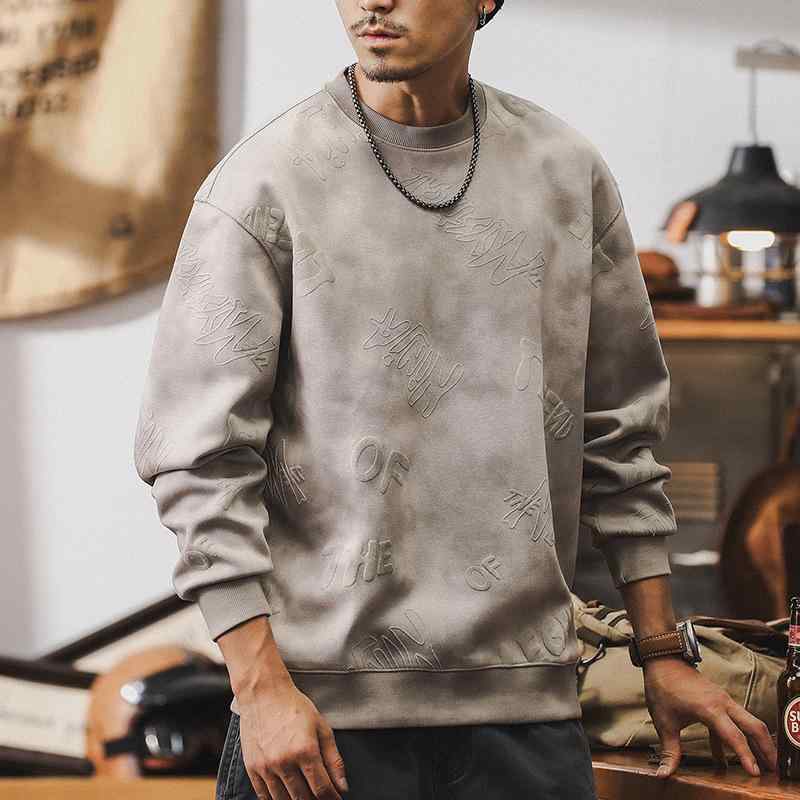 ビーウェイト クラウド染め ウォッシュ加工 ドロップショルダー ゆったり クルーネック アメカジ カジュアル ノーアイロン 春秋