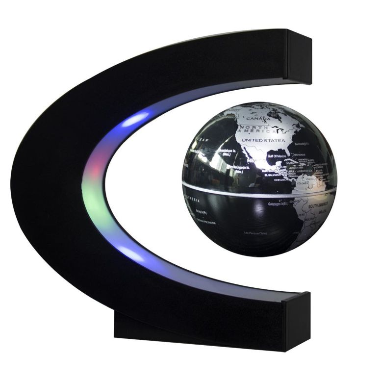 浮く地球儀 Senders Floating Globe with LED Lights C Shape Magnetic Levitation Floating Globe World Map for Desk Decoration (Black-Silver) 【並行輸入品】｜MJ-MARKET
