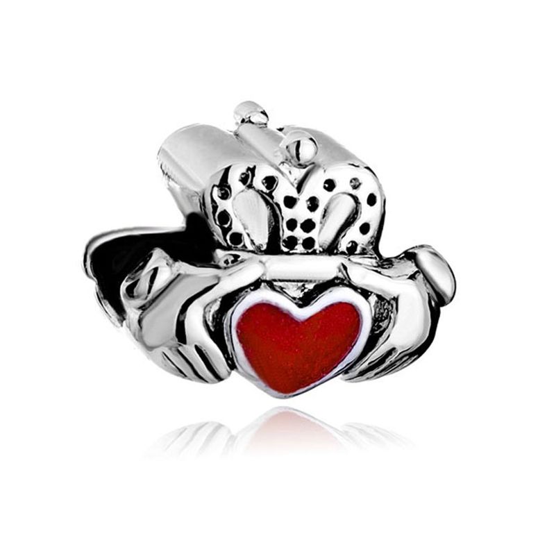 チャーム ブレスレット バングル用 LovelyJewelry ラブリージュエリー Claddagh Friendship And Heart Red Love Irish Charms Beads For Bracelet 【並行輸入品】｜MJ-MARKET