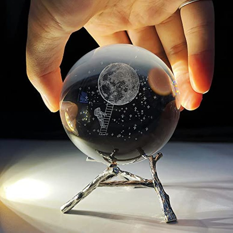 【楽天市場】3D クリスタルボール ガラス玉 置物 2.75in 3D Laser Crystal Ball Moon Landing