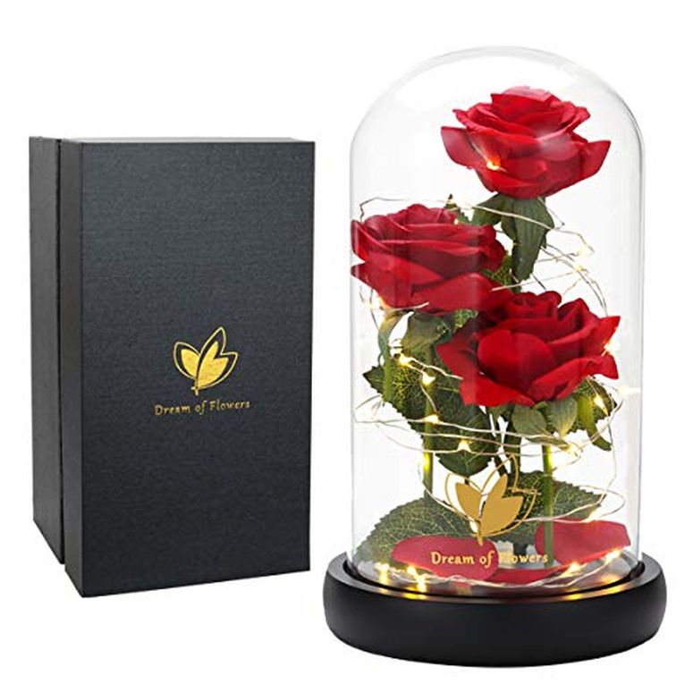 瑠璃学生寄宿舎 花 薔薇 サクラ色 Valentine\u0027s Day Gifts for Her, Womans Gifts for Valentines Decorations Beauty and The Beast Rose Flowers, Artificial Flower Rose Gift Romantic Red Silk Rose, Valentine Flower インチ Glas 【並行輸入品】 オルゴール-インテリア・寝具・収納