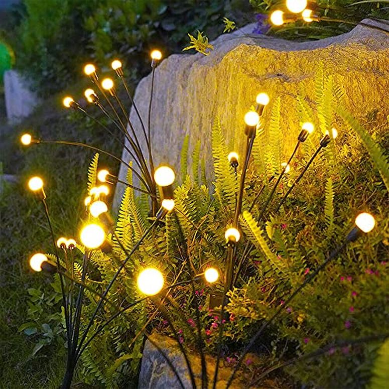 LEDソーラーライト ソーラーパワー ガーデンライト Solar Firefly lights, Solar Outdoor Lights Garden Lights Outdoor Waterproof, firefly Lights Solar Outdoor , Starburst Swaying Garden Lights for Path Fence, Swaying When Wind Blows (2 【並行輸入品】