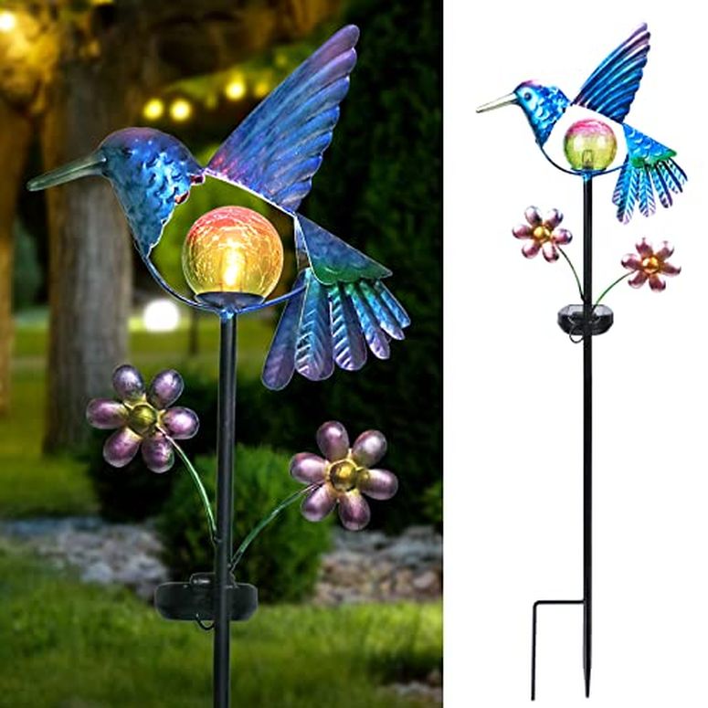 LEDソーラーライト ソーラーパワー ガーデンライト Afirst Solar Lights Garden Decorative Garden Stakes Outdoor Waterproof Decorative Solar Lights, Hummingbird LED Warm Crackled Glass Globe Lights for Walkway, Pathway, Yard, Lawn 【並行輸入品】