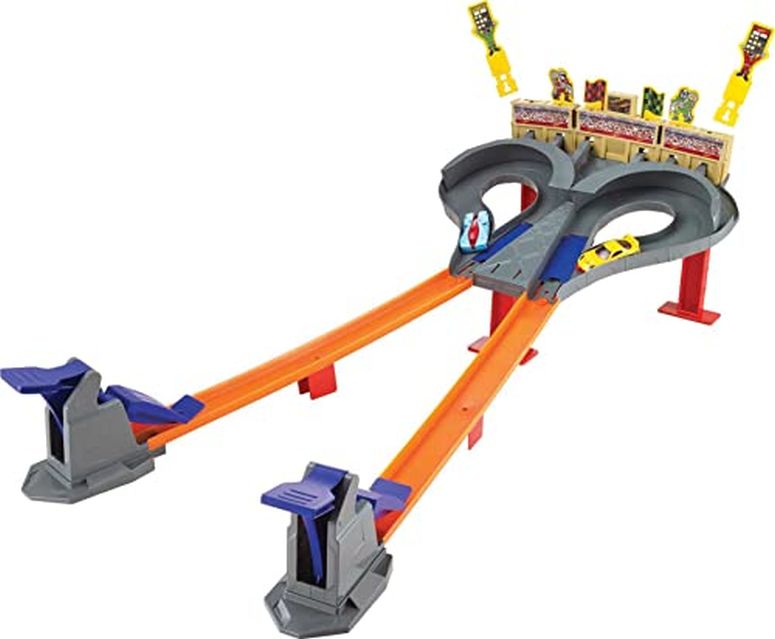 ホットウィール モンスタートラック ダウンヒルレース プレイセット Hot Wheels Super Speed Blastway Track Set, 1 Hot Wheels Car, Dual-Track Racing, 1 or 2 Player, Connect to Other Sets, Toy for Kids 4 Years Old & Up 【並行輸入品】