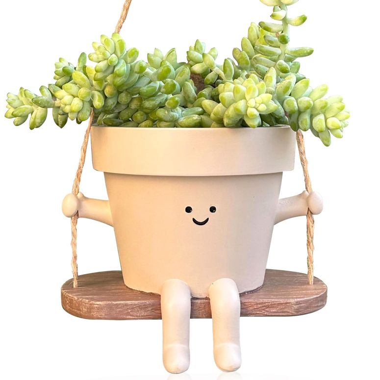 かわいい ユニーク 面白い 癒し プランター 植木鉢 鉢 Swing Face Planter Pot Hanging Cute Flower Head Planters - Unique Sitting Sway Pots Indoor Outdoor Plants Succulent Pot String of Pearls Plant Live Resin Flower Pots Gift Ideals fo 【並行輸入品】|MJ-MARKET