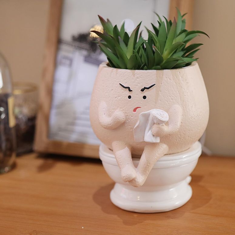 かわいい ユニーク 面白い 癒し プランター 植木鉢 鉢 Face Planter Pots Funny Toilet Plant Pot for Indoor Plants, Cute Face Head Flower Pots Quirky Succulent Planters Gift Ideal for Home, Office, Christmas 【並行輸入品】|MJ-MARKET
