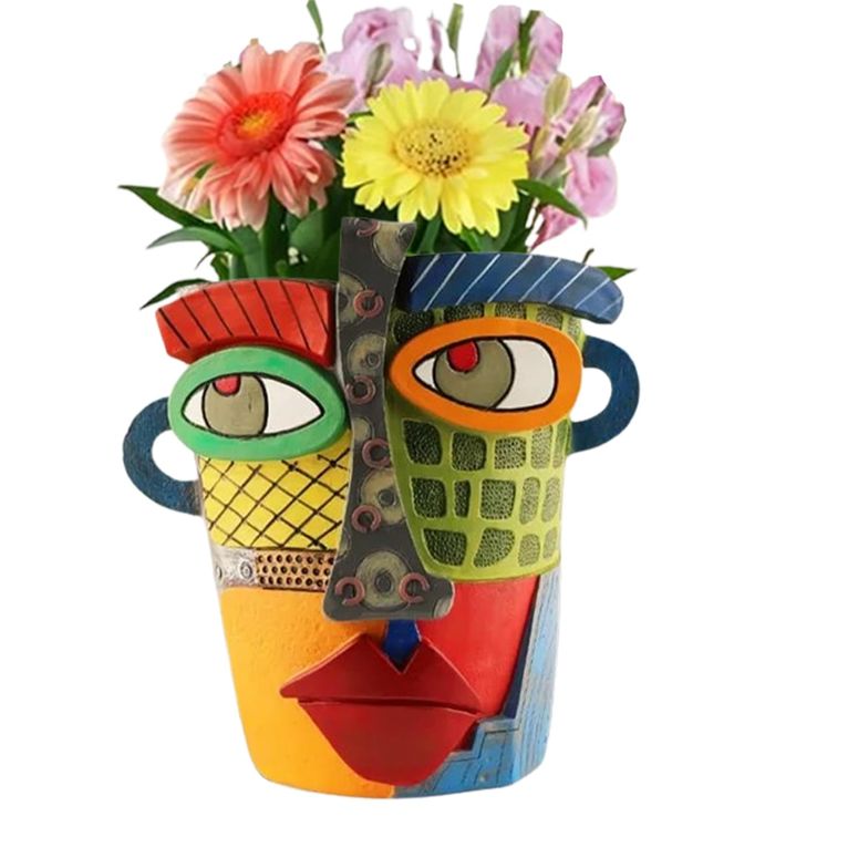 かわいい ユニーク 面白い 癒し プランター 植木鉢 鉢 TOZLU Picasso Brutalist Abstract Beauty Face Flower Pot Ornaments Abstract Face Flower Pots Abstract Head Planter Pots Container Colorful Face Art Abstract Resin Flower Pot (Modern 【並行輸入品】｜MJ-MARKET