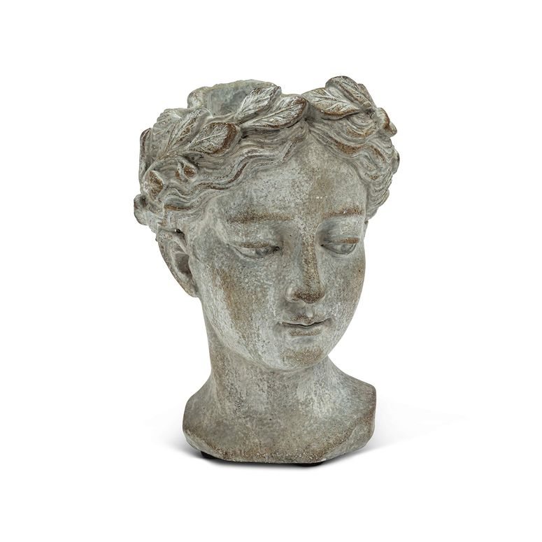 かわいい ユニーク 面白い 癒し プランター 植木鉢 鉢 Abbott Collection Goddess Head Planter - Extra Small Cement Indoor and Outdoor Planter Pot - Grecian Woman Statue Head Planter for Flowers and Succulents (Grey, 2.75\