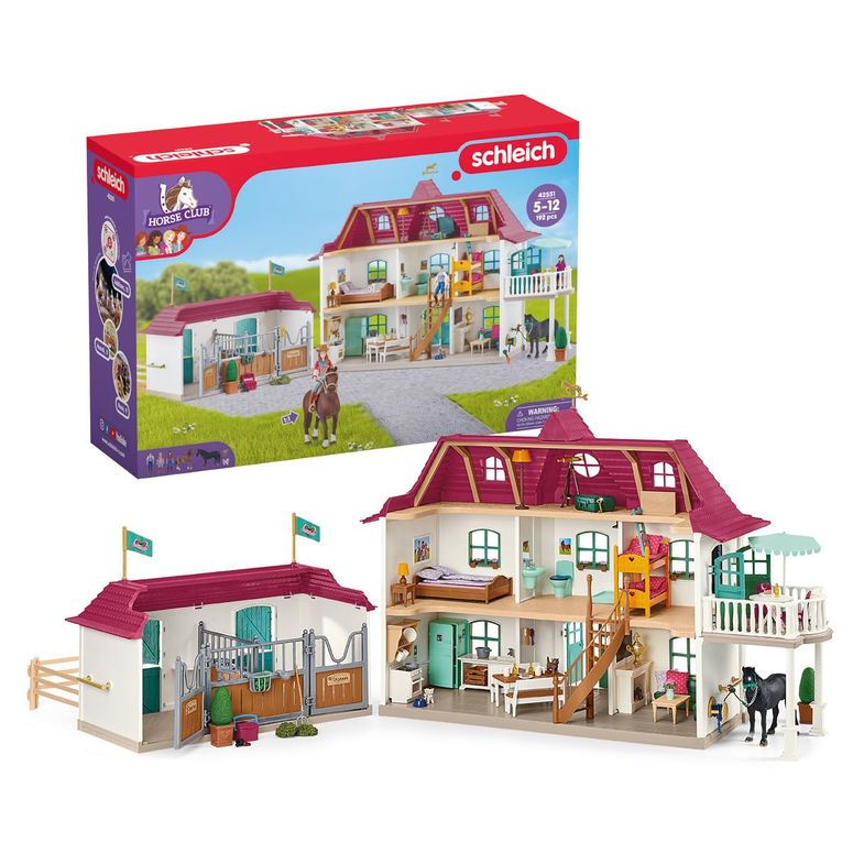 シュライヒ 毛の荒物 恐竜 手あそび schleich HORSE CLUB ? Lakeside Country House and Stable Horse Play Set, 192 Piece Detailed Doll House and Horse Toy Accessories for Girls and Boys Ages 5+ 【並行輸入品】