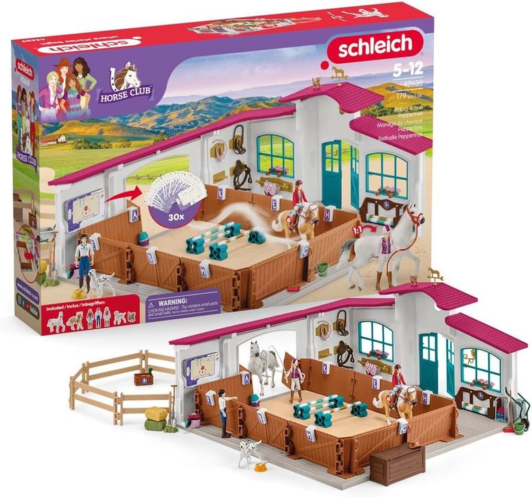 シュライヒ 動物 恐竜 おもちゃ Schleich Horse Club Peppertree Riding Arena 179-Piece Horse Playset with Riding Arena Stable Set, 2 Horses, 3 Horse Rider Figurines and Horse Toys for Girls & Boys Ages 5+ 【並行輸入品】｜MJ-MARKET