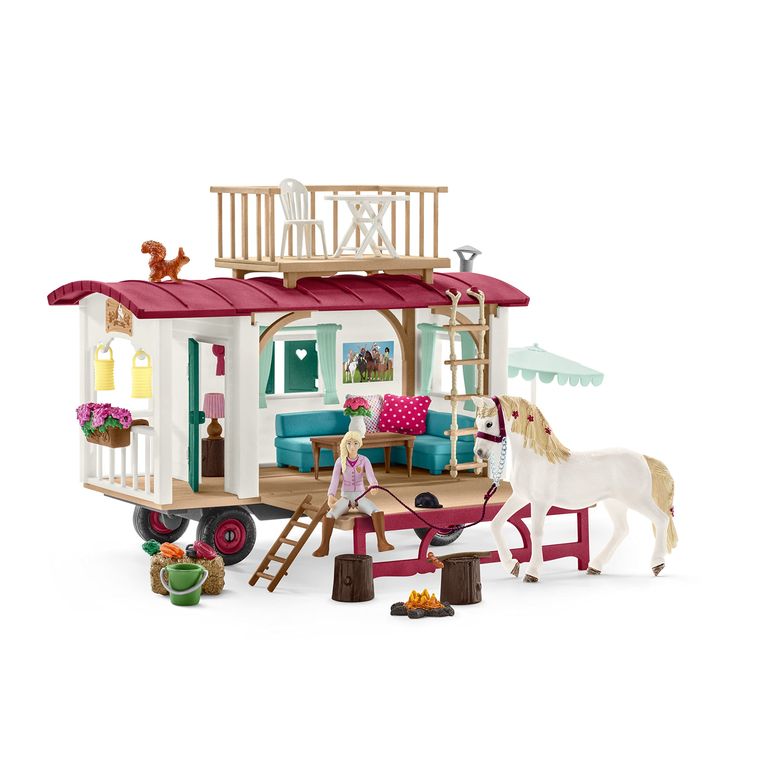 シュライヒ 動物 恐竜 おもちゃ Schleich Horse Club 95-Piece Horse Set for Girls and Boys Ages, Camper for Secret Club Meetings Playset with Doll and Horse Toys 【並行輸入品】