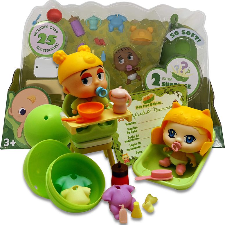 ピーポッドベビー 人形 フィギュア おもちゃ Thin Air Brands Pea Pod Babies Twenty Five Piece Dinner and Bath Time Playset - Collectible Mystery Surprise Toy with Mini Baby, Clothing, & Accessories - All in A Soft Pea Pod - Small Doll 【並行輸入品】
