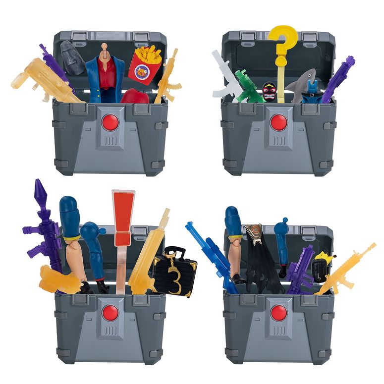 フォートナイト 人形 フィギュア おもちゃ FORTNITE Henchman Chest Shark Collectible Accessory Set Bundle- Includes 4 Shark Style Henchman Chests, 8 Back Bling, 12 Weapons, 8 Shark Henchman Build-A-Figure Pieces. More Styles Dropping 【並行輸入品】