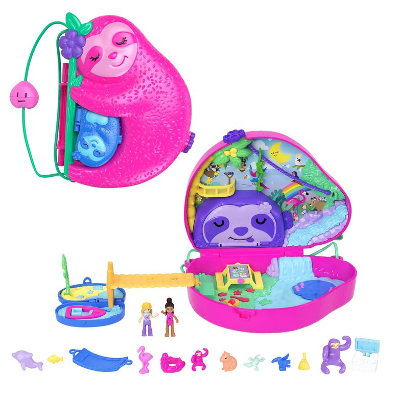 ポーリーポケット 人形 フィギュア おもちゃ Polly Pocket Playset & Travel Toy with 2 Micro Dolls & 12 Accessories, Animal Toy, Sloth 2-in-1 Purse Compact 【並行輸入品】 12,825円