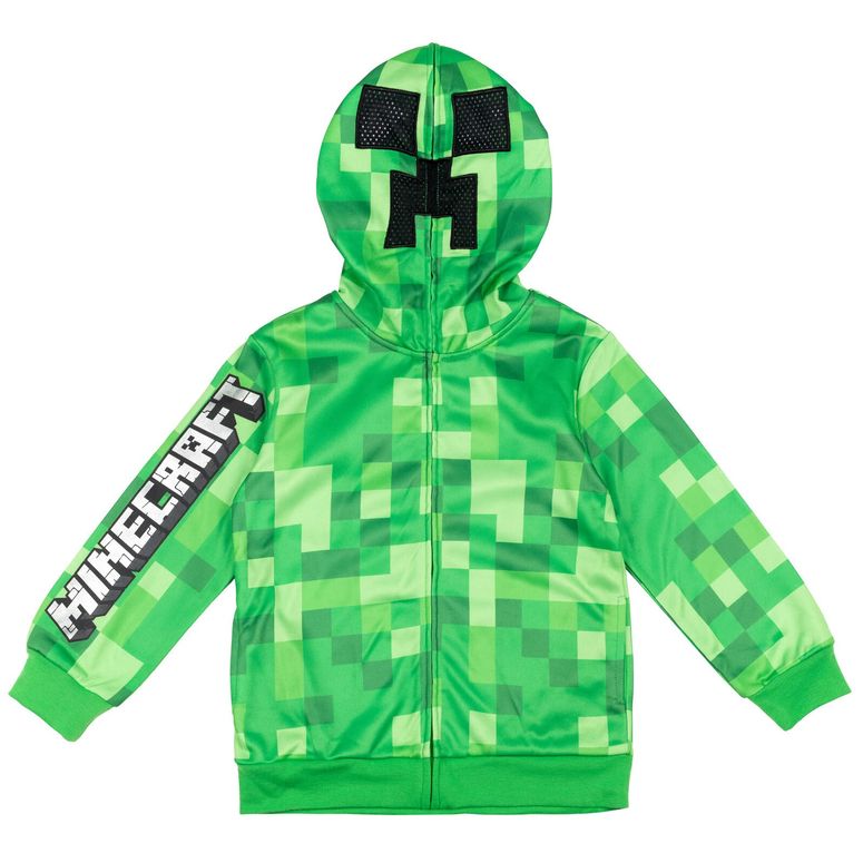 マイクラ おもちゃ クリーパー Minecraft Creeper Little Boys Fleece Cosplay Zip-Up Hoodie Green 7-8 【並行輸入品】