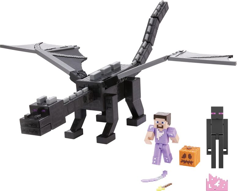 マイクラ おもちゃ ender dragon Mattel Minecraft Ender Dragon Action Figures Set with Lights, Sounds & Mist, Includes Steve & Enderman Figures in 3.25-inch Scale, 15 Anniversary Collectible 【並行輸入品】