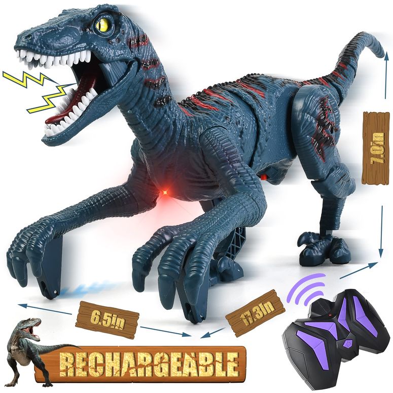 リモコン カー ギフト RC おもちゃ 車 Remote Control Dinosaur Toys Kids - Jurassic Velociraptor Toys Imitates Walking and Sounds - Robot Toys That Can Sing, Shaking Head and Tail 【並行輸入品】