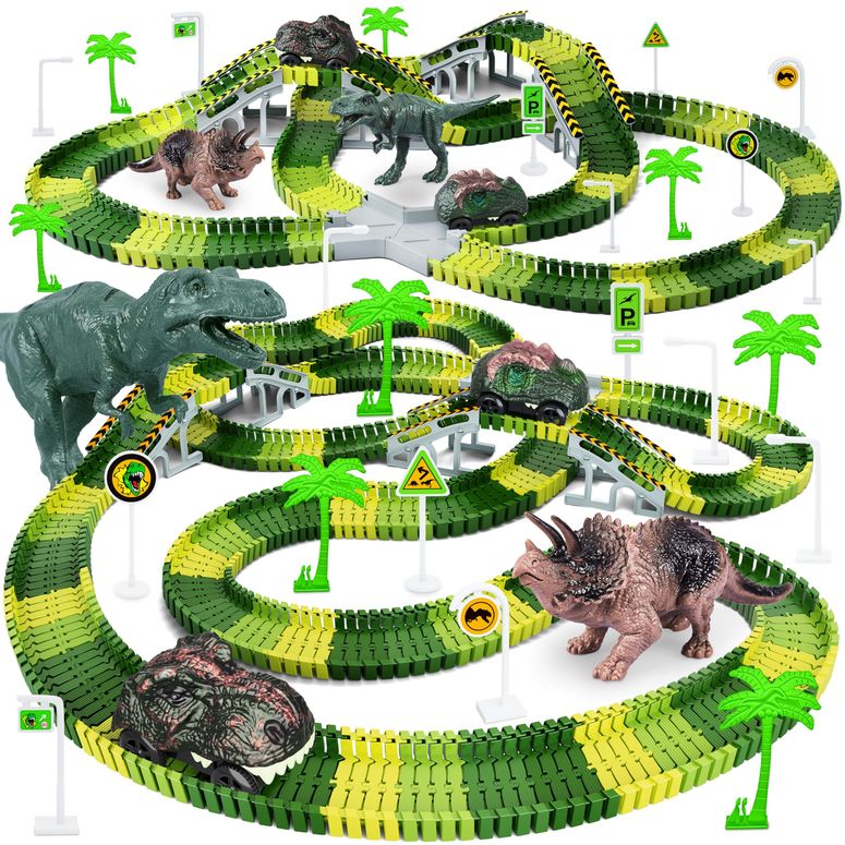 リモコン カー ギフト RC おもちゃ 車 Dinosaur Toys, 252 PCS Create A Dinosaur World Road Race Tracks, Flexible Track Playset, 2pcs Dinosaur Car for 3 4 5 6 Year Old Boys Girls Birthday Party Favor Gift 【並行輸入品】|MJ-MARKET