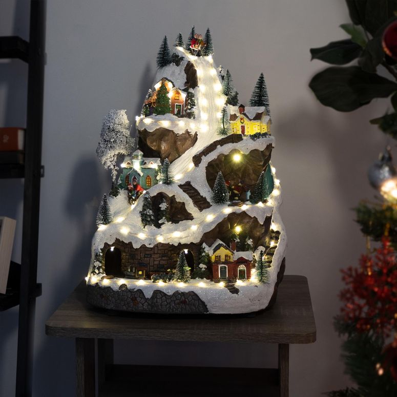 苑地 室内装飾 飾りつけ 点火装置 吹き上げ Alpine Corporation 18\"H Indoor Animated Winter Wonderland Set with LED Lights and Music 【並行輸入品】"