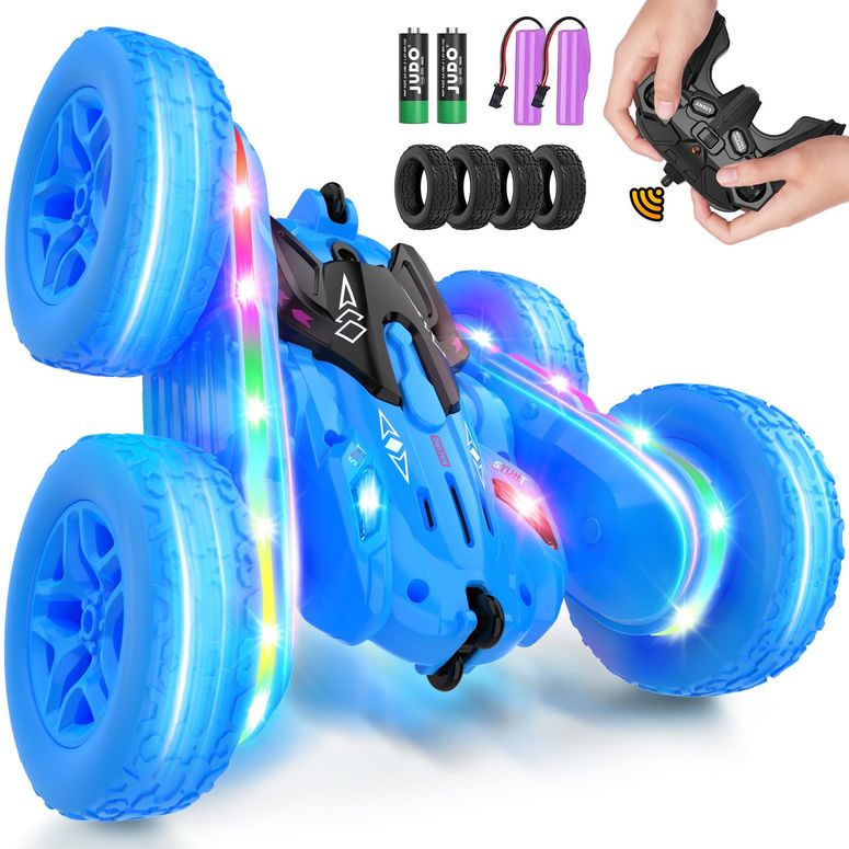 リモコン カー ギフト RC おもちゃ 恐竜 Jimdella Remote Control Car,RC Cars with Sides Light Strip and Headlights,Double Sided 360 Flips Rotating RC Stunt Car,2.4Ghz All Terrain Toys for Ages 4-6 Kids Toy for Boys Girls Birthday Gift 【並行輸入品】|MJ-MARKET