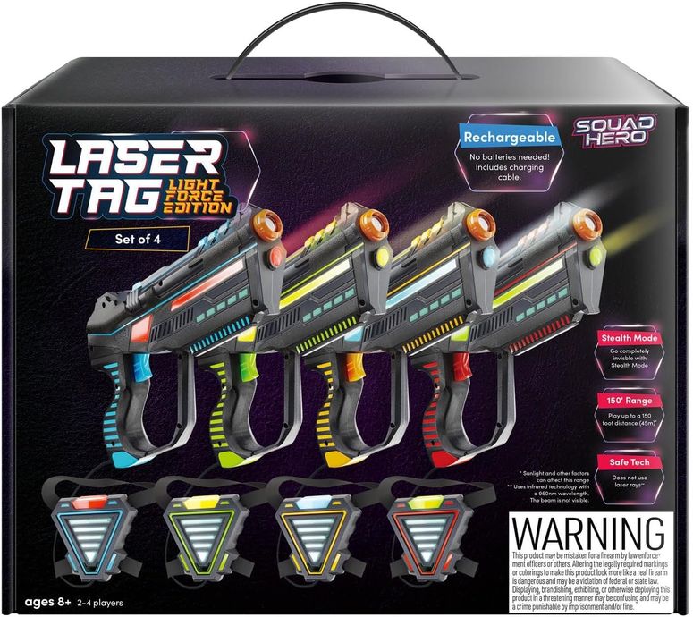 レーザータグ レーザー銃 おもちゃ フェイク Rechargeable Laser Tag for Kids, Teens & Adults - Blasters & Vest Sensors - Fun Ideas Age 8+ Year Old Toys - 4 Set - Lazer Teen Boy Games - Boys & Girls Outdoor Teenage Group Activities 【並行輸入品】