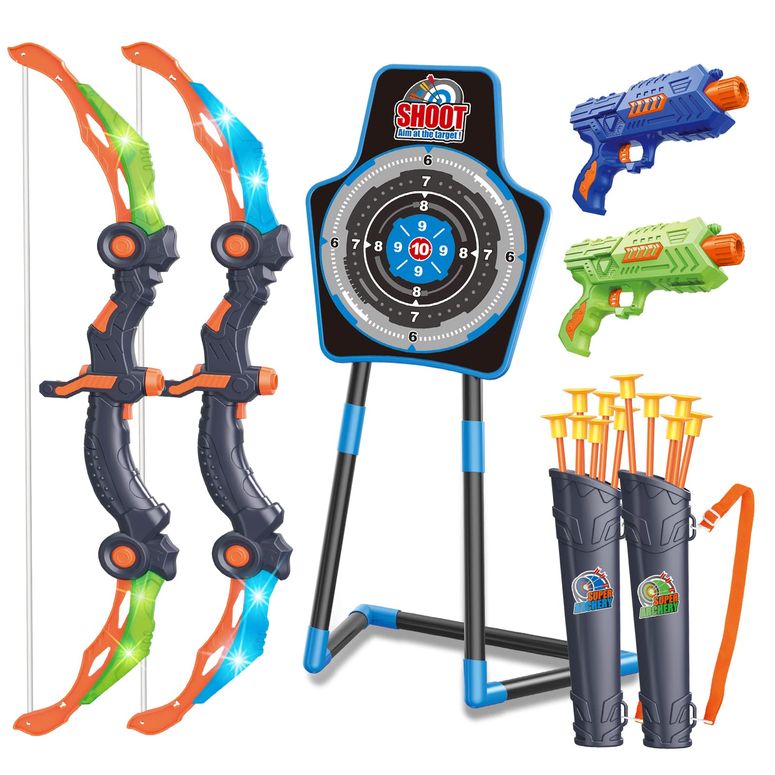 レーザータグ レーザー銃 おもちゃ フェイク SpringFlower 2 Bow and Arrow Sets with LED Light-up,2 Foam Dart Guns for Kids 5 6 7 8 9 10+ Years Old, Archery Set with Standing Target for Boys & Girl, Ideal Gift 【並行輸入品】|MJ-MARKET