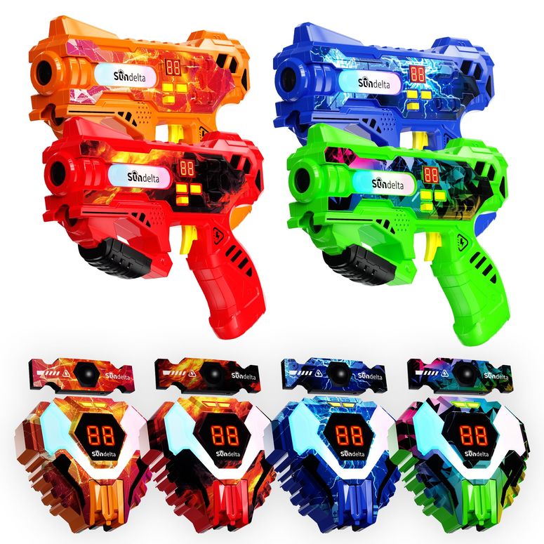 レーザータグ レーザー銃 おもちゃ フェイク Sundelta Rechargeable Laser Tag Guns Set of 4-360° Sensors from Front Vest & Back Target with Real-time Data Digital LED Display, Lazer Tag Game for Kids Indoor & Outdoor Play,Teen Boys Gi 【並行輸入品】 36,855円