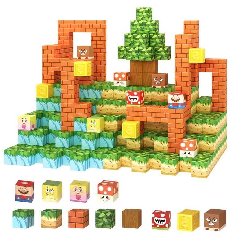 マインクラフト マイクラ Yumiga Magnetic Blocks, Magnet Cube Toys, Magnetic Building Blocks for Toddlers, Strong Magnet, STEM Sensory Educational Toy Gift for Kids Boys & Girls Ages 3 4 5 6 7 8 【並行輸入品】