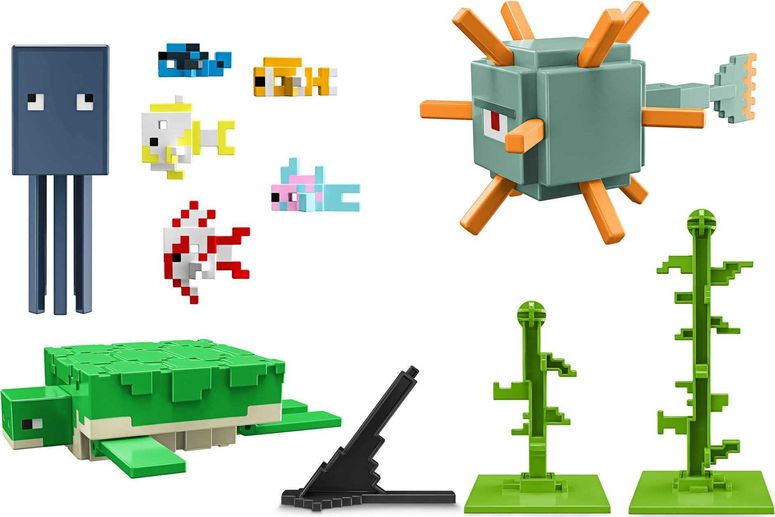 マイクラ おもちゃ クリーパー Mattel Minecraft Aquatic Defenders Figure Pack with 8 Action Figures, Authentic Video-Game Characters, Collectible Set, 3.25-inch Scale 【並行輸入品】