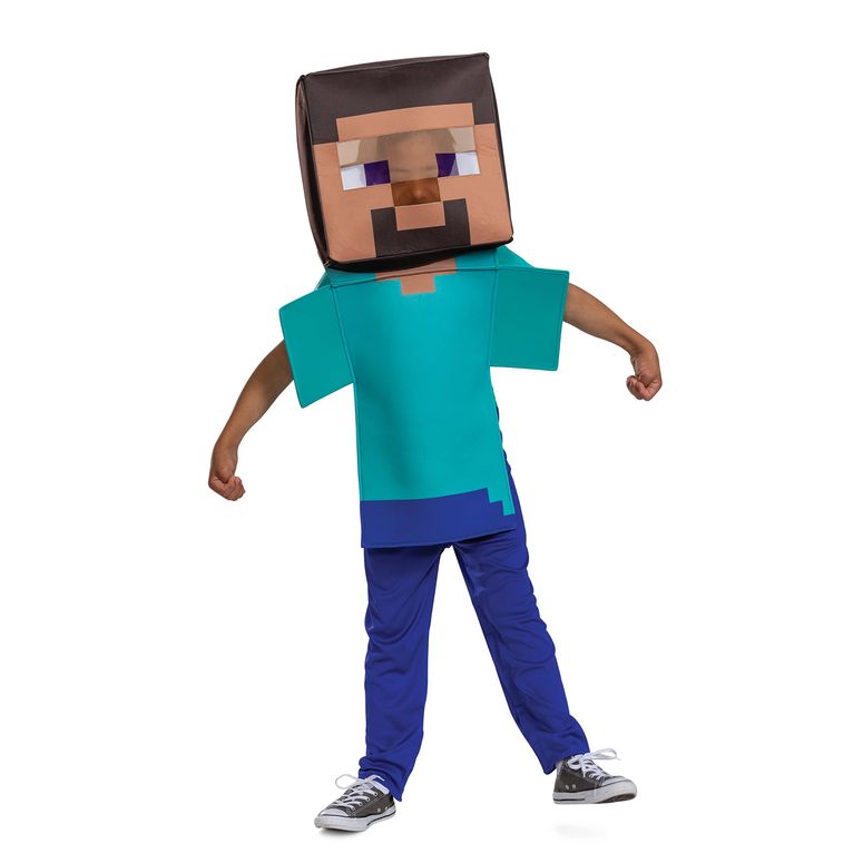マイクラ おもちゃ クリーパー Disguise Steve Costume for Kids, Official Adaptive Minecraft Costume Jumpsuit and Head, Child Size Small (4-6) 【並行輸入品】
