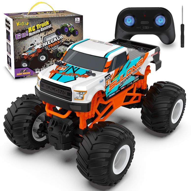 遠隔操作 鉄道車両 差し上げ物 RC 手あそび 車 Kidcia 1:16 Scale RC Monster Truck - 2.4GHz All Terrain Car for Kids 4-12, 20 Km/h Off Road RC Truck, Christmas or Birthday Gift 【並行輸入品】