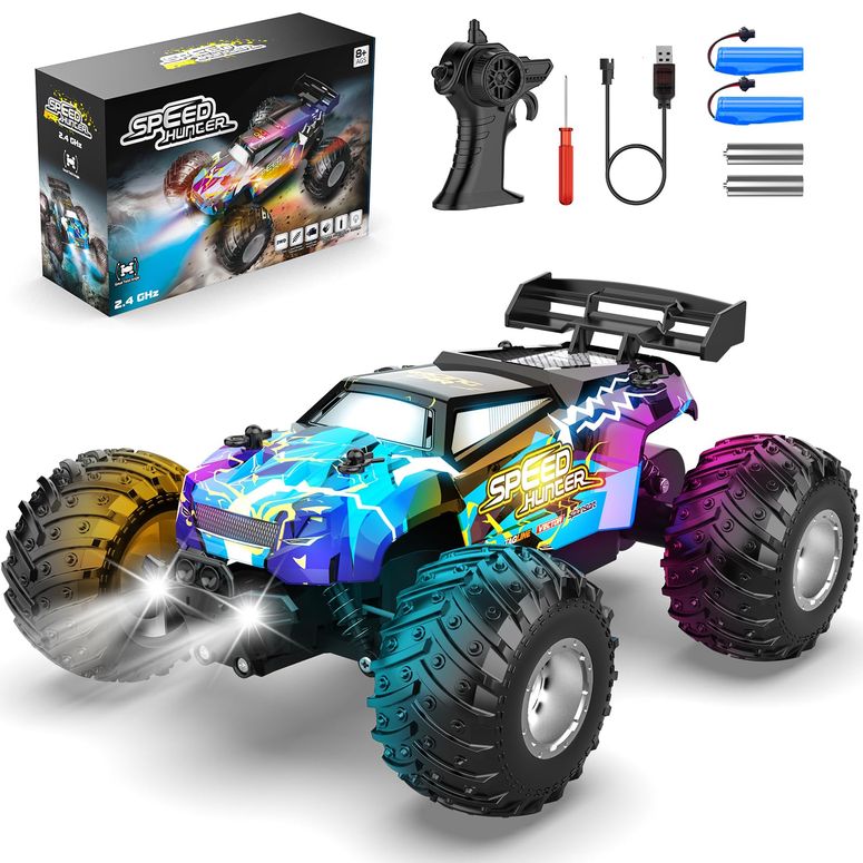 遠隔操作 鉄道車両 差し上げ物 RC 遊び道具 車 AONEPTR Remote Control Car, All Terrain Remote Control Truck for Boy, 2.4GHz Rc Car with Bodylight and Two Rechargeable Batteries, 20KM/H Monster Truck Toys 【並行輸入品】