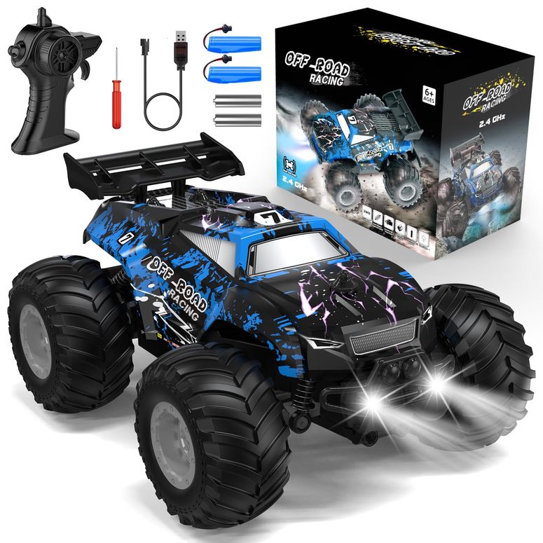 遠隔操作 鉄道車両 差し上げ物 RC 遊び道具 車 Hielse Remote Control Car, All-Terrain Remote Control Truck for Boys, Rechargeable Rc Truck with LED, 1:20, 10KM/H, 2 Motors, 2.4GHZ, Speed Friendly, Sturdy, Rc Cars for Christmas, Kids, Beginner 【並行輸入品】