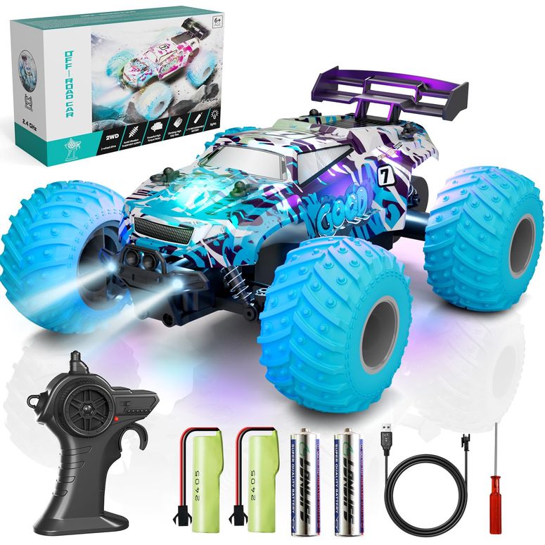 遠隔操作 鉄道車両 差し上げ物 RC 遊び道具 車 BFUNTOYS RC Cars,Remote Control Car RC Truck for Kids Boys Ages 4-7 8-12 Adults Toddler, Off Road Radio Controlled Toy with LED Lights,20KMH,40Mins,2.4Ghz 【並行輸入品】