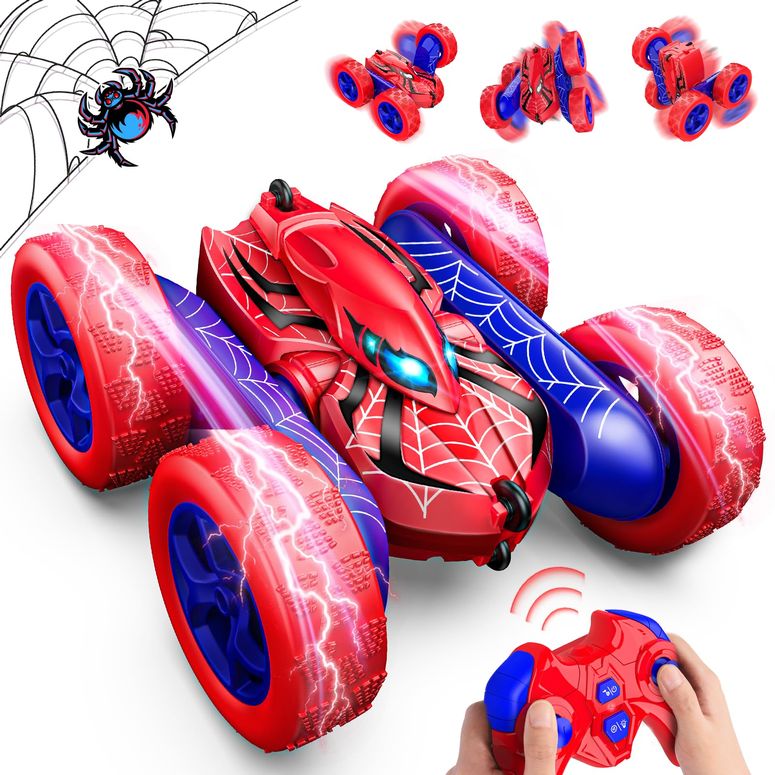 遠隔操作 鉄道車両 差し上げ物 RC 遊び道具 車 Spider Remote Control Car,RC Cars for 4-12 Year Old Boy Double Sided 360°Flip 4WD Rechargeable Drift RC Race Car Toys Birthday Gifts Chritmas Stuffer for 4 5 6 7 8 9 10 11 12 Year Old Boys Girls 【並行輸入品】