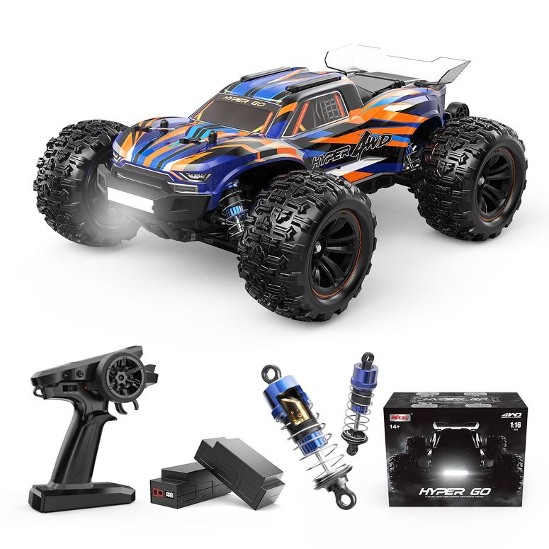 遠隔操作 鉄道車両 差し上げ物 RC 遊び道具 車 HYPER GO H16DR 1:16 Scale Ready to Run Fast Remote Control Car, High Speed Jump RC Monster Truck, Off Road RC Cars, 4WD All Terrain RTR RC Truck with 2 LiPo Batteries for Boys and Adults 【並行輸入品】