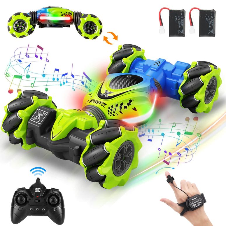 遠隔操作 鉄道車両 差し上げ物 RC 遊び道具 車 Fosgoit Gesture RC Car, 2.4GHz 4WD Gesture Sensing RC Stunt Car Toys for 6-12 yr Boys Girls, Drift Hand Controlled Remote Control Twist Cars Offroad 360° Rotation with Lights Music for Birthday  【並行輸入品】
