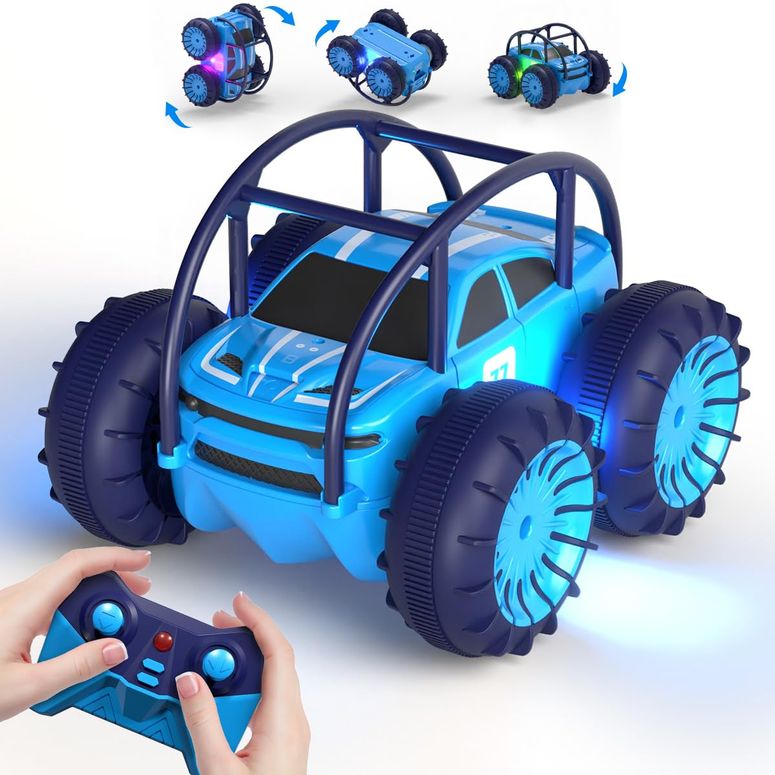 遠隔操作 鉄道車両 差し上げ物 RC 遊び道具 車 MaxTronic Amphibious Remote Control Car,Rechargeable RC Cars Toy 360° Flips Rotation Stunt Crawler 15KM/H 4WD All Terrain Outdoor Indoor Toy for Kids Boys Girls 3-12 【並行輸入品】