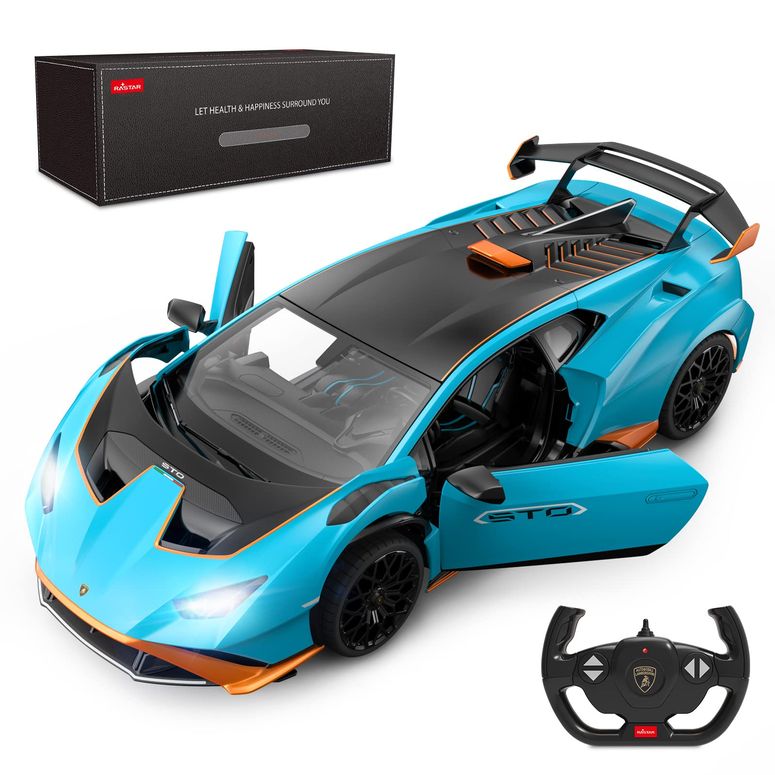 遠隔操作 鉄道車両 差し上げ物 RC 手あそび 車 RASTAR Lamborghini RC Car R/C 1/14 Lamborghini Hurac?n STO Model Car Blue Lamborghini Toy Car 2.4Ghz Remote Control Car for Boys 8-12 【並行輸入品】