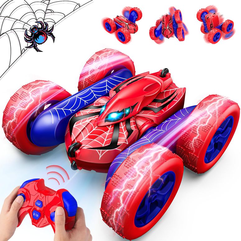 遠隔操作 鉄道車両 差し上げ物 RC 手あそび 車 Spider Remote Control Car,Double Sided 360° Rotating 4WD RC Cars for 3-12 Year Old Boys 2.4GHz Electric Rechargeable Race Stunt Birthday Halloween Xmas RC Toys for 3 4 5 6 7 8 9 10 11 12 Year Ol 【並行輸入品】