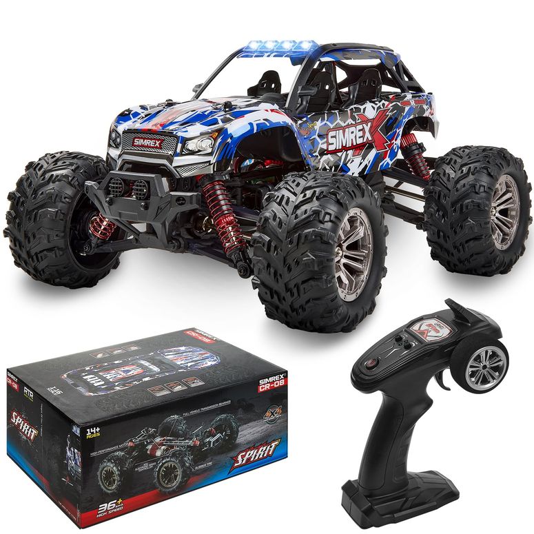 遠隔操作 鉄道車両 差し上げ物 RC 手あそび 車 SIMREX 1/16 Scale Hobby RC Car, 36 KPH High-Speed 4WD RC Truck, 2.4 GHz Remote Control Car, All-Terrain Electric Vehicle, 4X4 Waterproof Off-Road Vehicle for Kids and Adults 【並行輸入品】