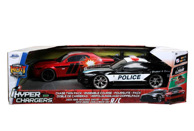 遠隔操作 鉄道車両 差し上げ物 RC 手あそび 車 JADA Toys Hyperchargers 1:16 2020 Ford Mustang Shelby GT500 \u0026 2019 Dodge Challenger SRT Remote Control Car, Toys for Kids and Adults 【並行輸入品】
