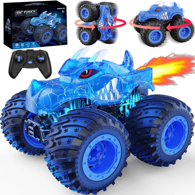 遠隔操作 鉄道車両 差し上げ物 RC 遊び道具 車 BAODLON Remote Control Monster Car, 2.4GHz RC Monster Trucks Toys for 3 4 5 6 7 8 Years Old Boys Kids, All Terrain RC Truck Off Road with Spray, Light, Rechargeable Battery, Christmas Birthday Gi 【並行輸入品】
