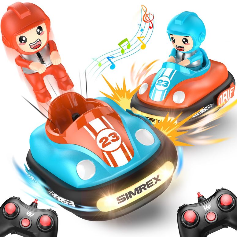 遠隔操作 鉄道車両 差し上げ物 RC 遊び道具 車 SIMREX Remote Control Car for Kids,RC Bumper Car Toys with Light Music Sound, RC Battle Race Car Set of 2 Players,Gift for Toddler Boys and Girls 【並行輸入品】