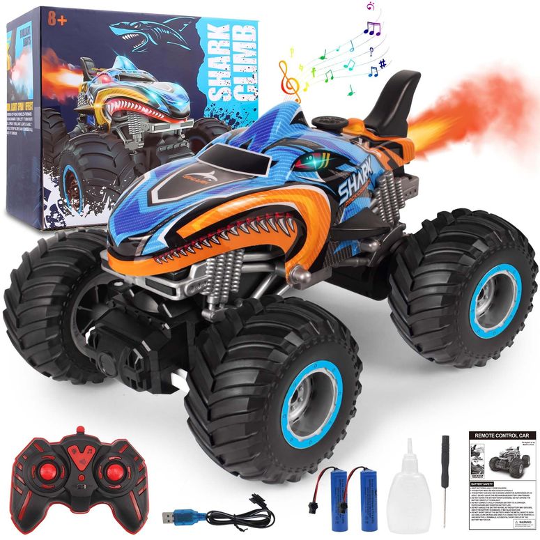 遠隔操作 鉄道車両 差し上げ物 RC 遊び道具 車 BESWIT 1:16, 2.4 GHz All Terrain Monster Truck, RC Truck 2 Rechargeable Batteries for 80 Mins Play, Spray Remote Control Car for Boys 8-12 and Girls or Adult, MK724A 【並行輸入品】