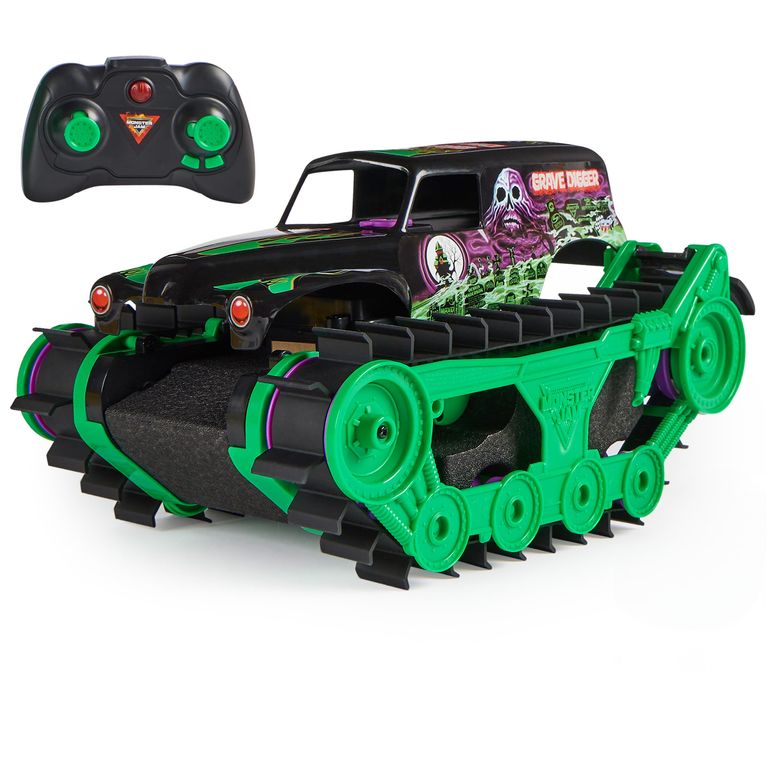 遠隔操作 鉄道車両 差し上げ物 RC 遊び道具 車 Monster Jam, Official Grave Digger Trax All-Terrain Remote Control Outdoor Vehicle, 1:15 Scale, Kids Toys for Boys and Girls Ages 4-6+ 【並行輸入品】